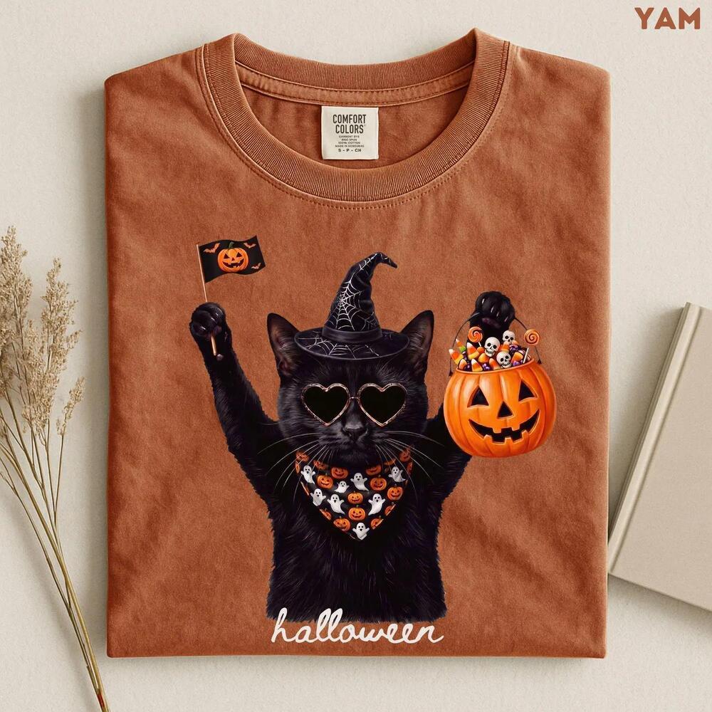 Black Cat Halloween Shirt, Halloween Cat Shirt,